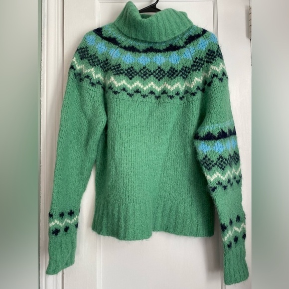 Derek Lam 10 Crosby Diagonal Grammer Fair Isle Turtleneck Sweater Size: Large - Picture 3 of 12